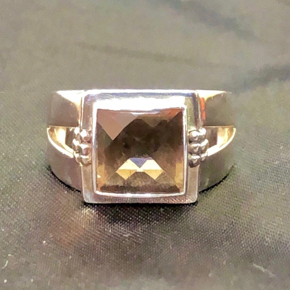 MICHAEL DAWKINS Smokey Quartz Sterling Silver Starry Night Faceted Cocktail Ring - Picture 5 of 17